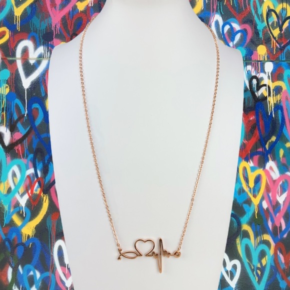Heartbeat Stethoscope Heart EKG Stainless Nurse Bar Necklace Silver Rose Gold - Picture 8 of 15